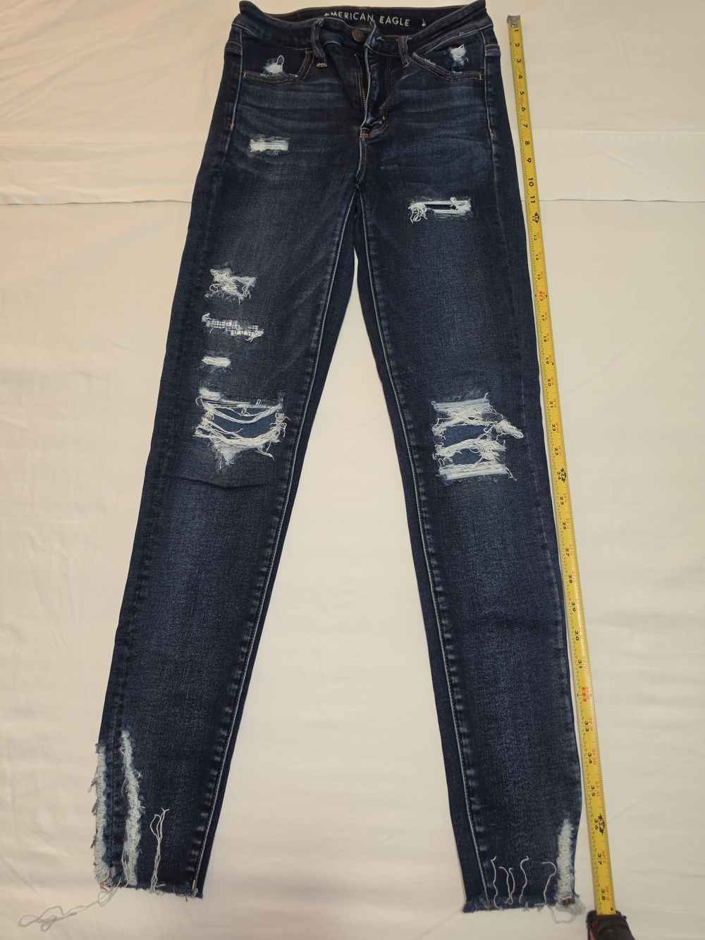 American Eagle Outfitters Dark Indigo Distressed Skinny Jeans